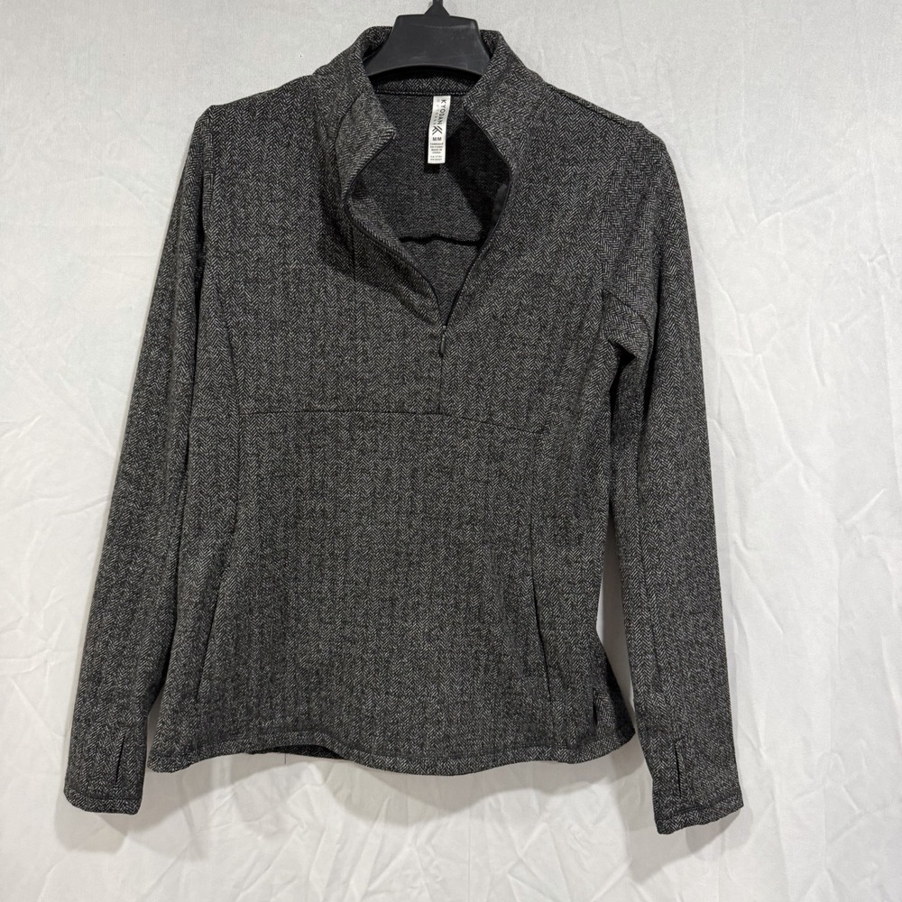 KYODAN Pullover‎ 1/4 Zip Sweater Medium Gray Herringbone Outdoor Activewear